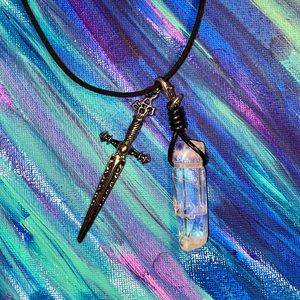 Dagger + Crystal necklace